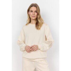 SOYA CONCEPT Banu 193 Cream Crocheted Lace Crewneck
